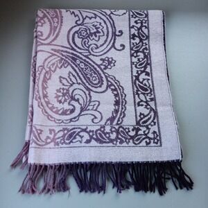 Ombre Blanket‎ Scarf Purple Cozy Classic Paisley Luxury Cozy Fringe 28"X70" Boho